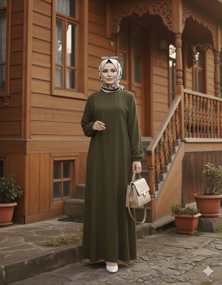 Saba Mevlana Model Elbise Yeşil