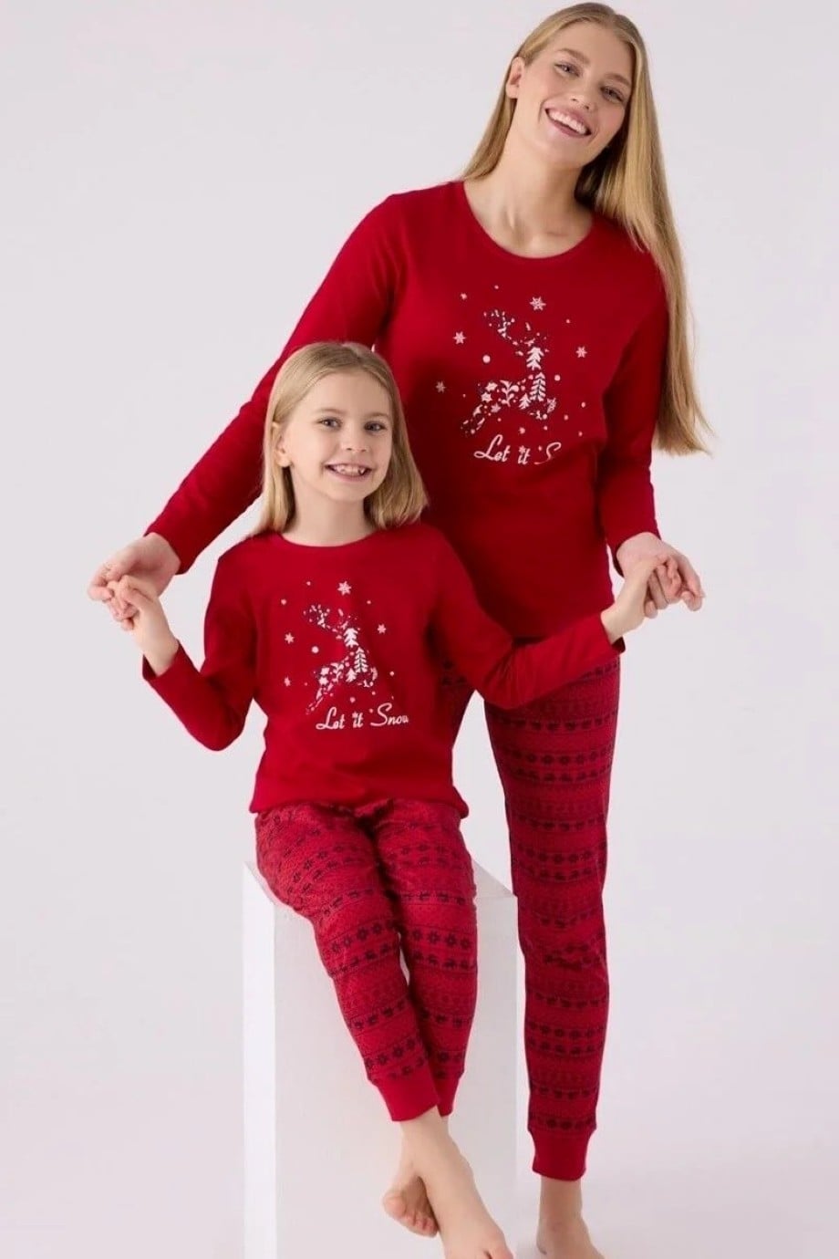 Kadın Kırmızı Uzun Kol Süprem Pijama Takımı