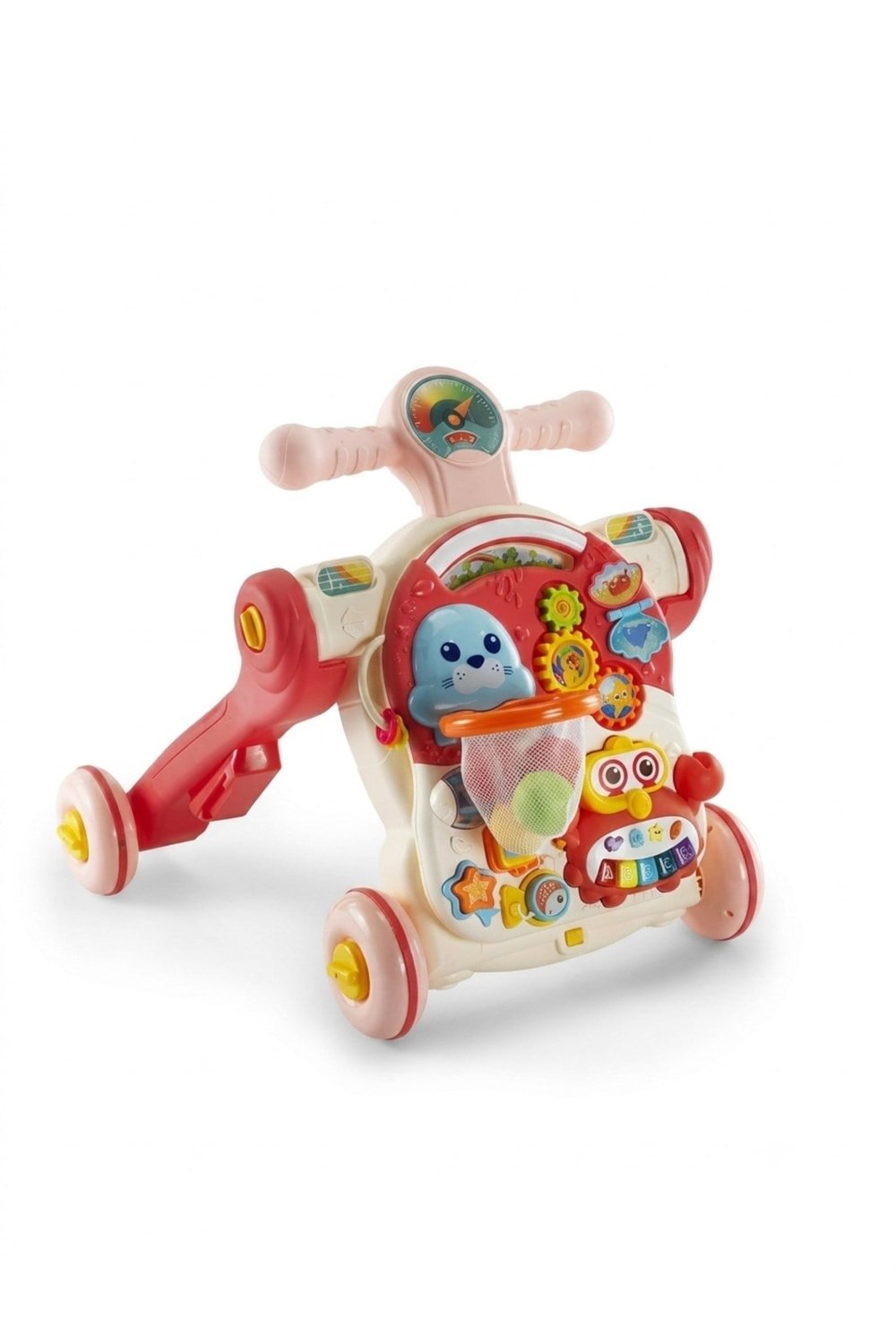 4 In 1 Multifunction Walker Pembe - Eğitici Bebek Aktivite Masası ve İlk Adım Yürüteç