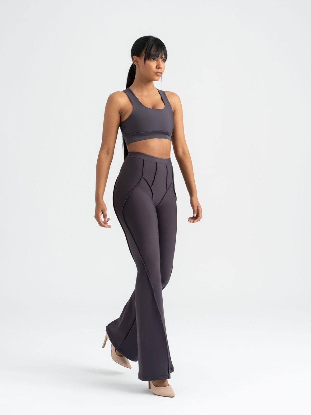 Flare Fit İspanyol Tayt Füme (Antrasit) Renk 1268