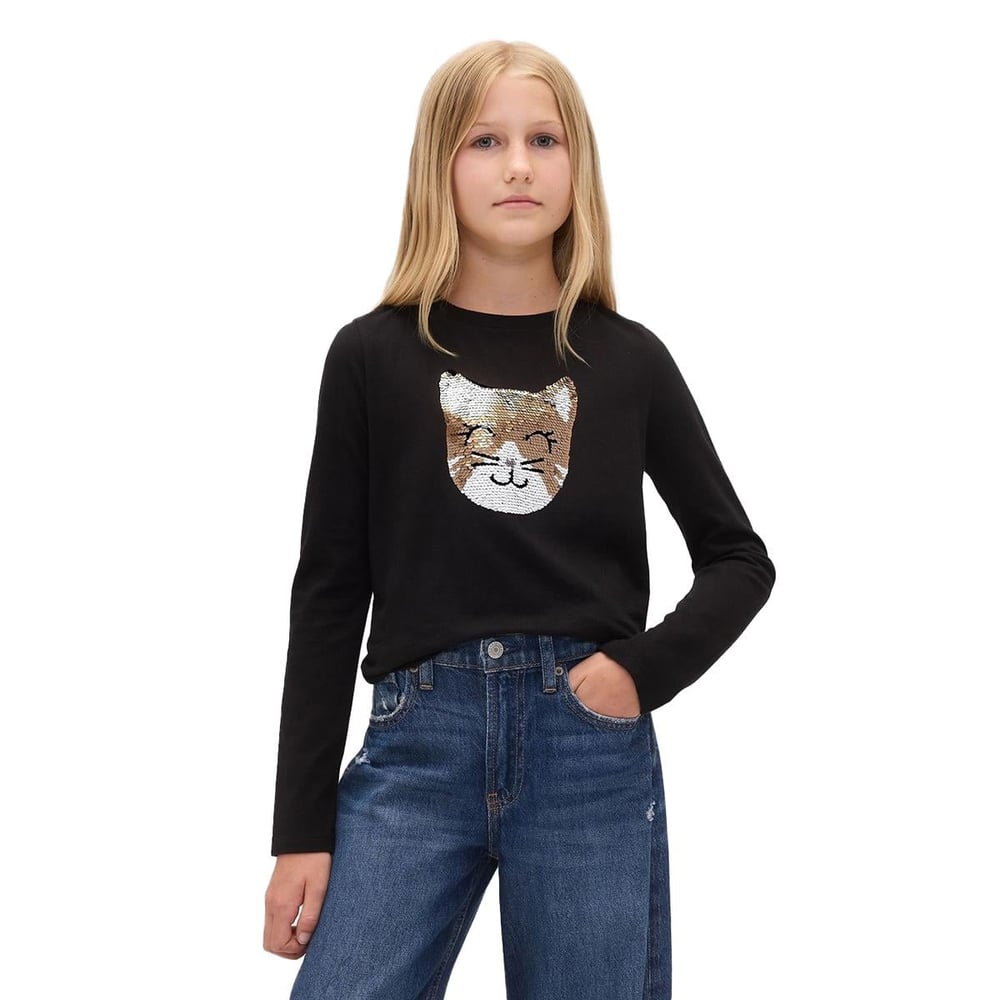 Gap Kız Çocuk Flippy-Sequin Grafik T-Shirt - 822044