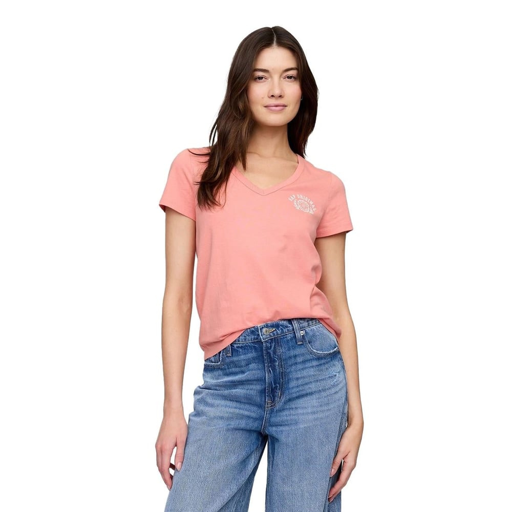 Gap V Yaka Grafik T-Shirt - 723629