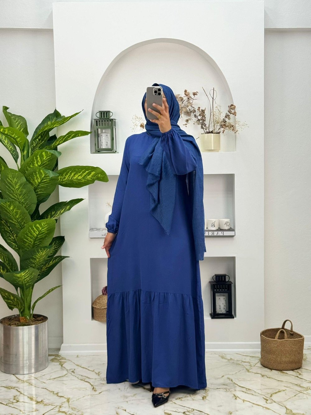 1270 Yeni Sezon Belmando Kumaş Azra Elbise Renk Mavi  