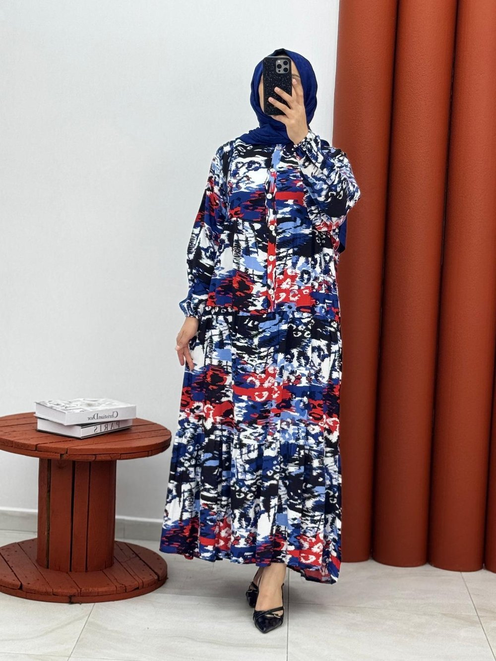 7896 Alaçatı elbise siyah