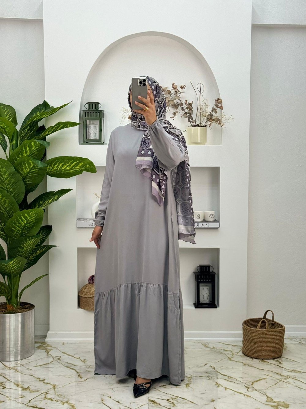 1270 Yeni Sezon Belmando Kumaş Azra Elbise Renk Gri