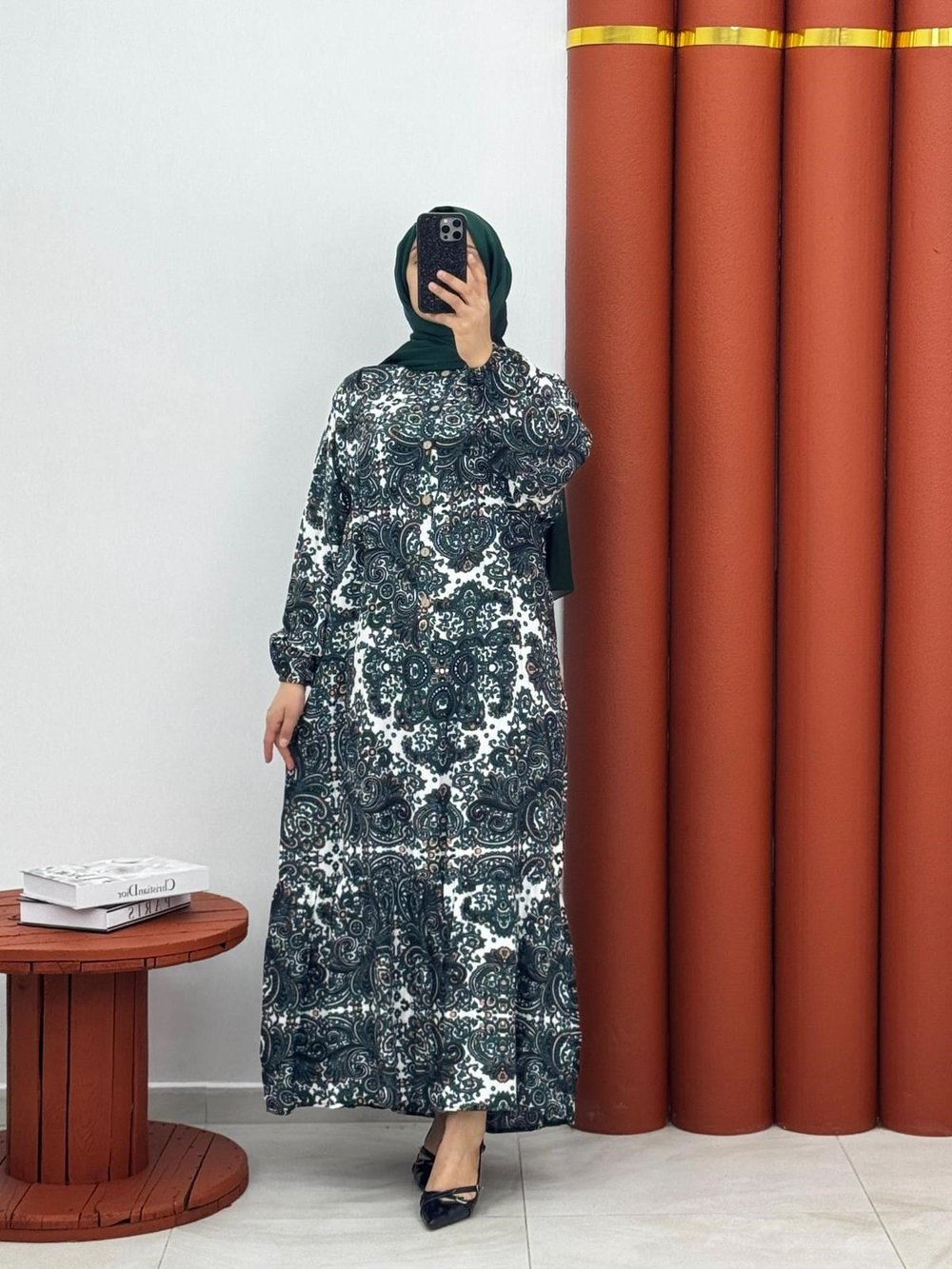 8752 Alaçatı elbise yeşil