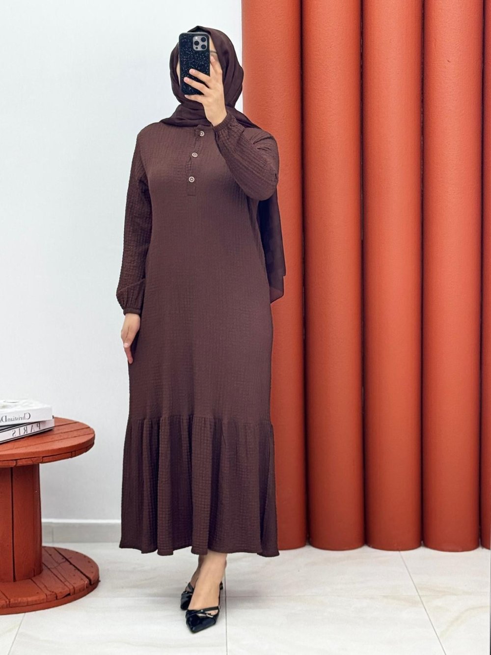 8551 babıl kumaş seyyar kemerli kahverengi