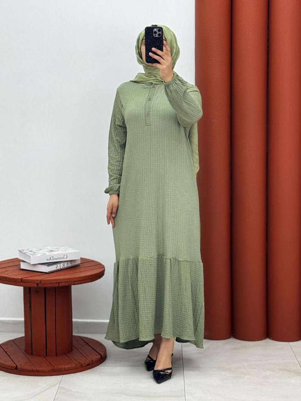 8551 babıl kumaş seyyar kemerli yeşil