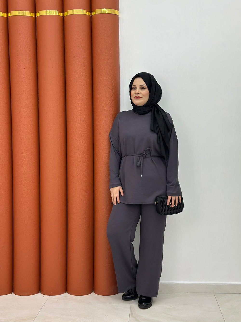 9087 oyşho seyyar kemerli ikili takım gri