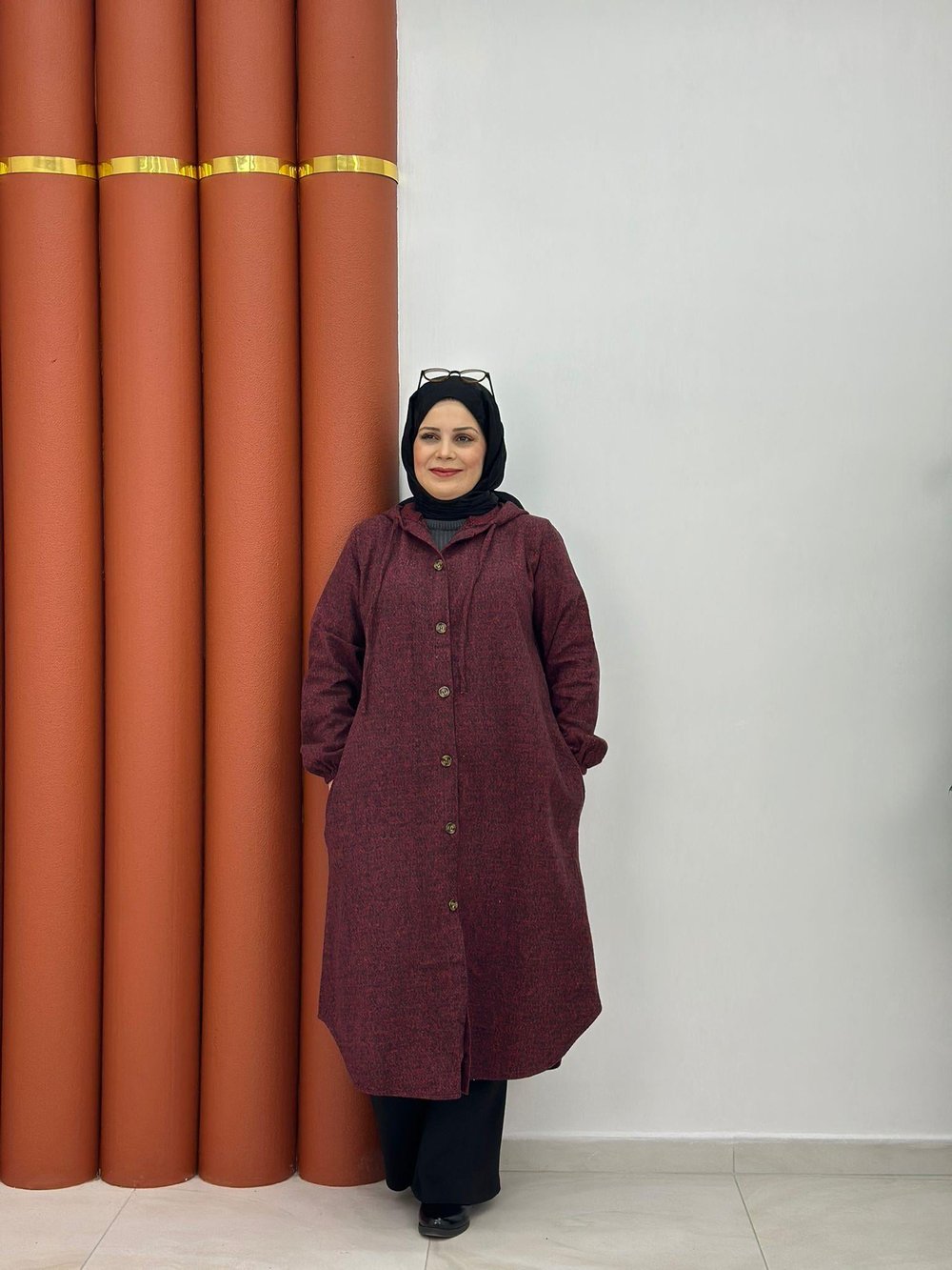 oduncu cepli kapşonlu kap bordo