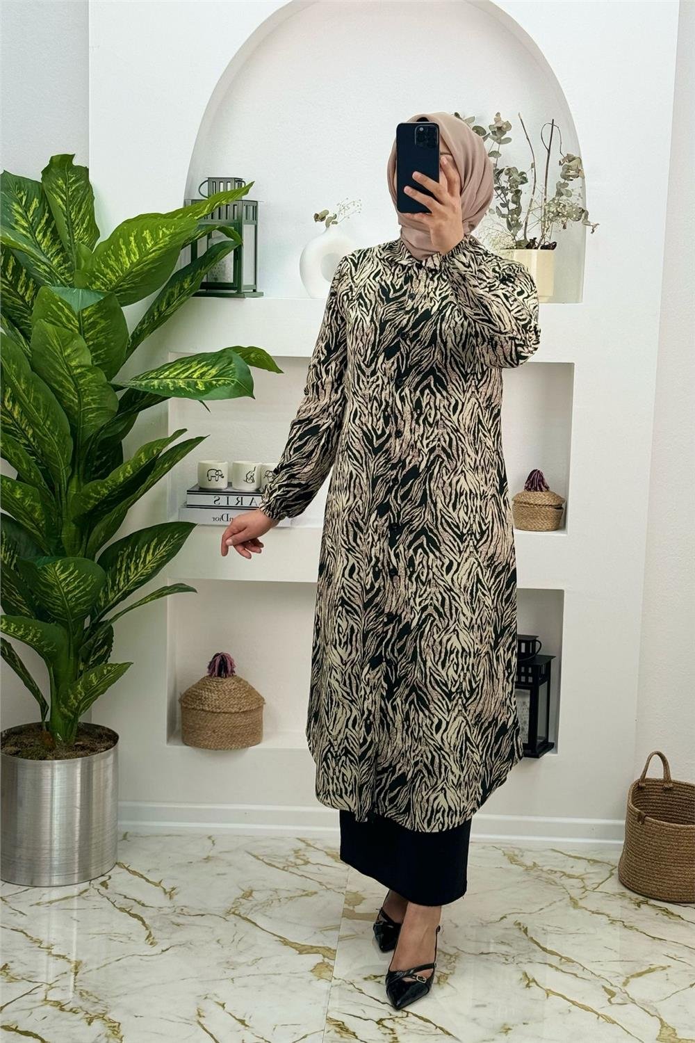 Viskon Kumaş Yeni Sezon Pamuklu Tunik Siyah