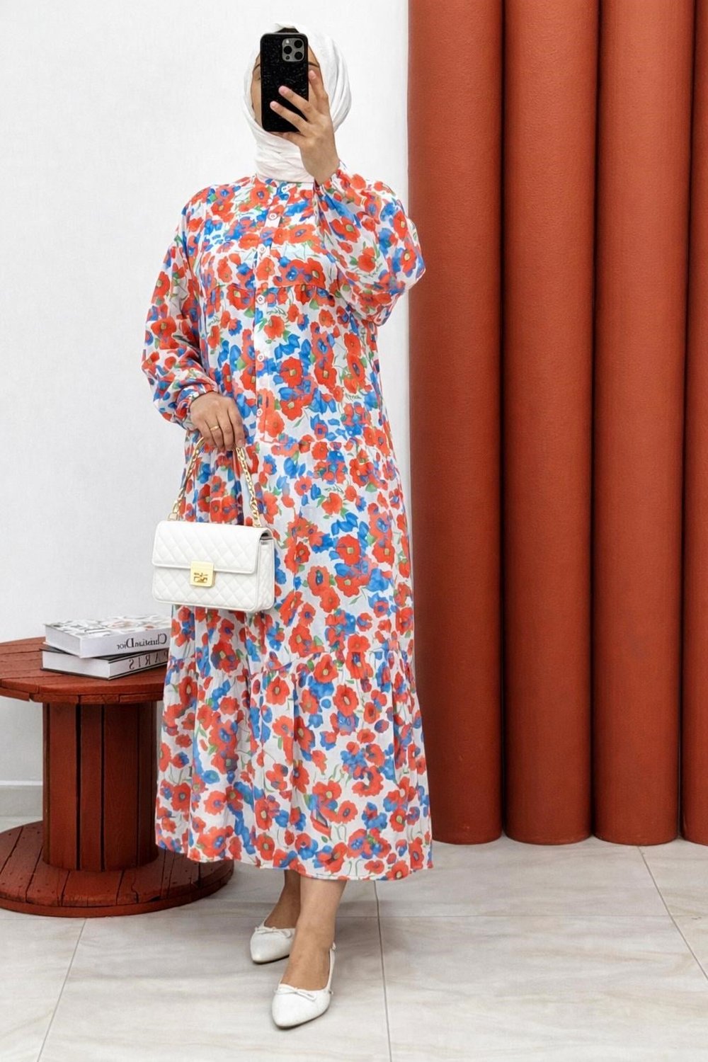 9090 Modal önü yarım dügmeli mavi