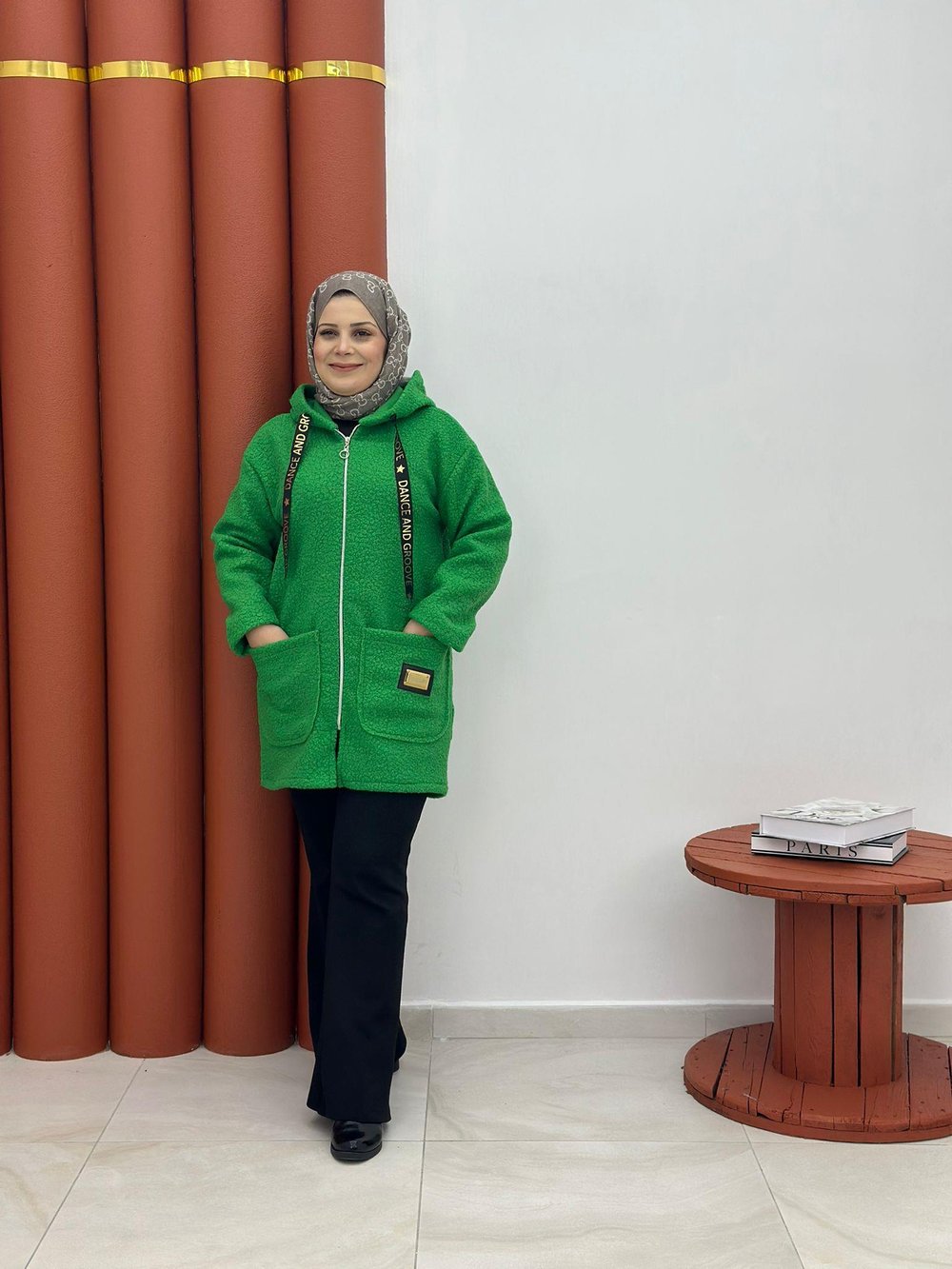 9877 buklet cepli tunik yeşil