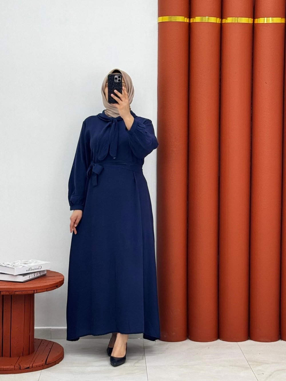 6345 Modal kumaş elbise lacivert