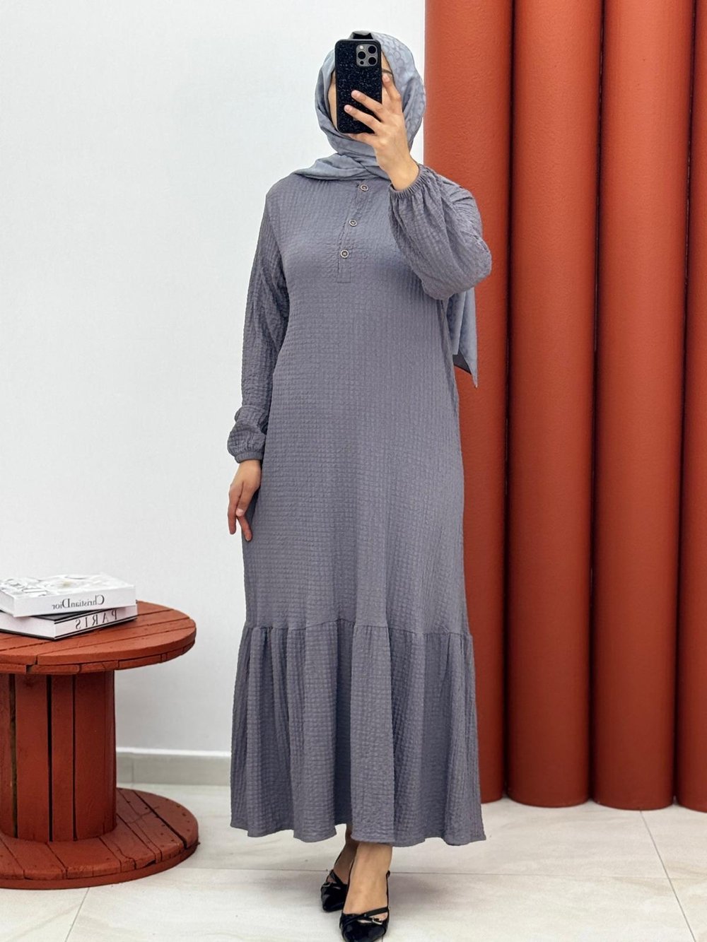 8551 babıl kumaş seyyar kemerli gri