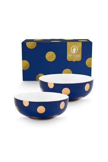 Dot Delıght İkili Altın/Lacivert Kase 20 cm
