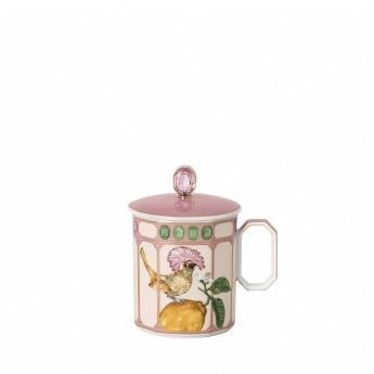 Idyllia Flycatcher Pink Pembe Porselen Kapaklı Kupa 0,39 L