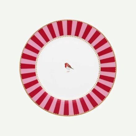 Kırmızı Pembe Porselen Kahvaltı Tabağı 21 Cm Love Birds