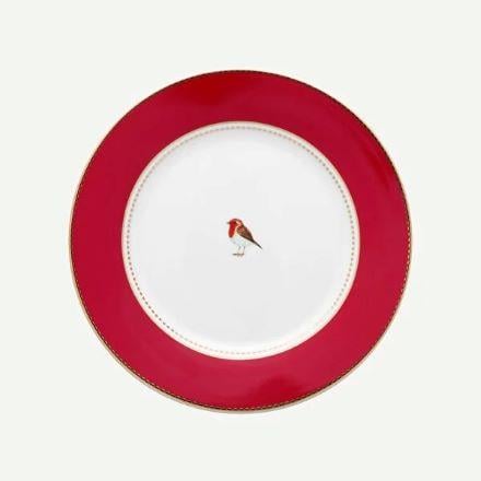 Kırmızı Porselen Kahvaltı Tabağı 21 Cm Love Birds