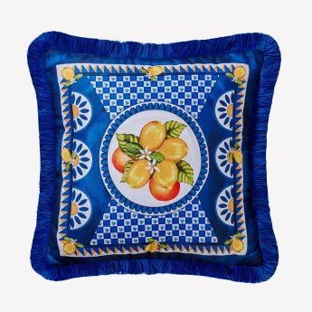 Mavi Kadife Dekoratif Yastık 45X45 Cm Portofino