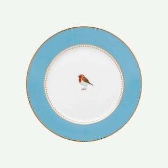 Mavi Porselen Pasta Tabağı 17 Cm Love Birds