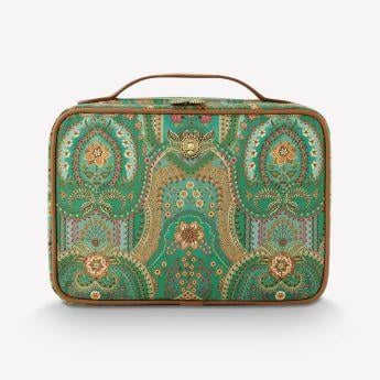 Yeşil Kadife Makyaj Çantası 27X10x19 Cm Jabali