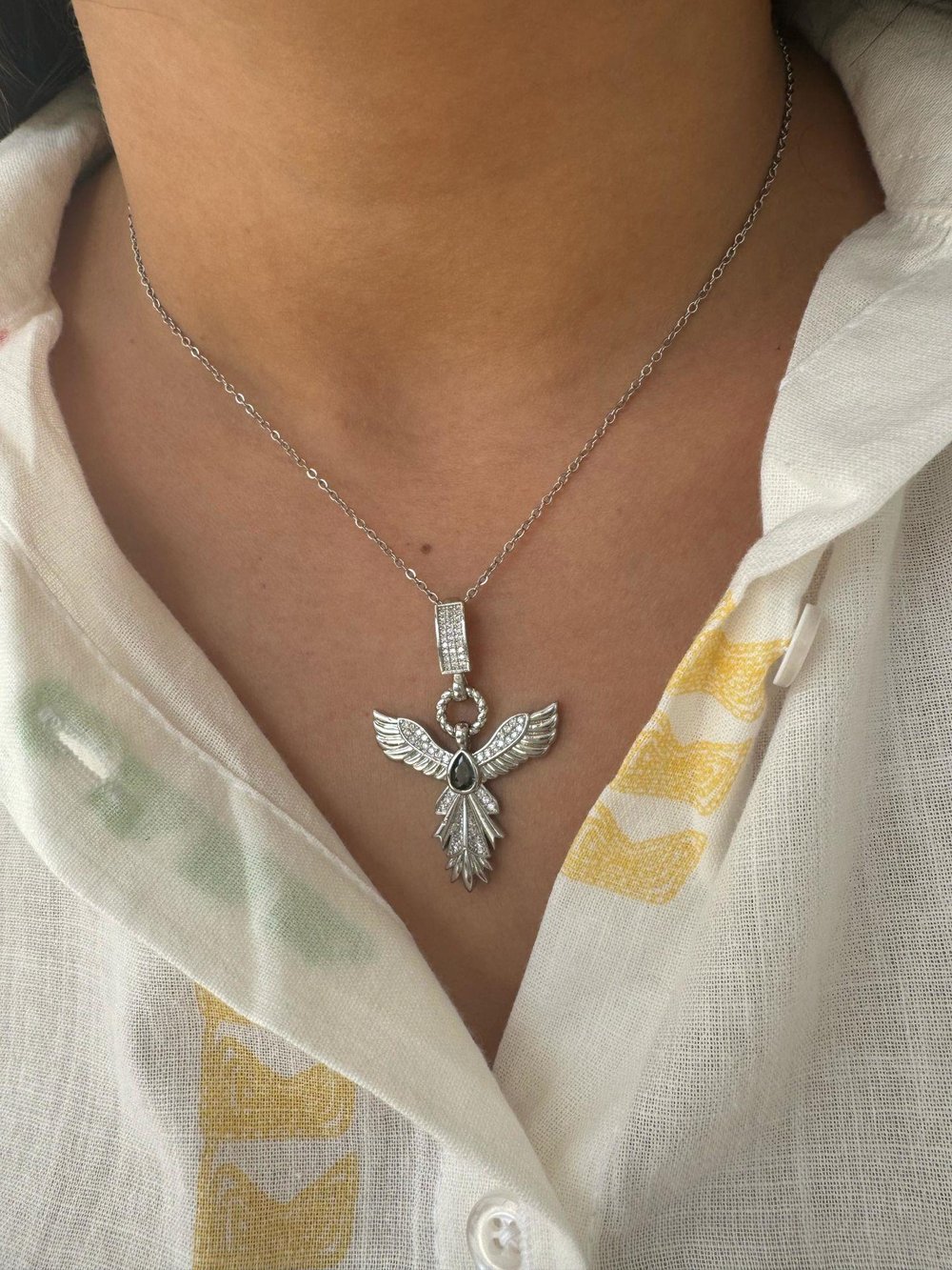 Çelik Anka Kuşu Kolye (silver)
