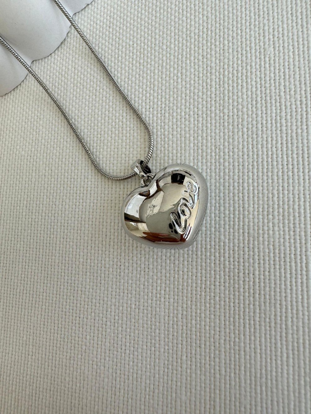 Çelik Sedefli Kalp Kolye (silver)