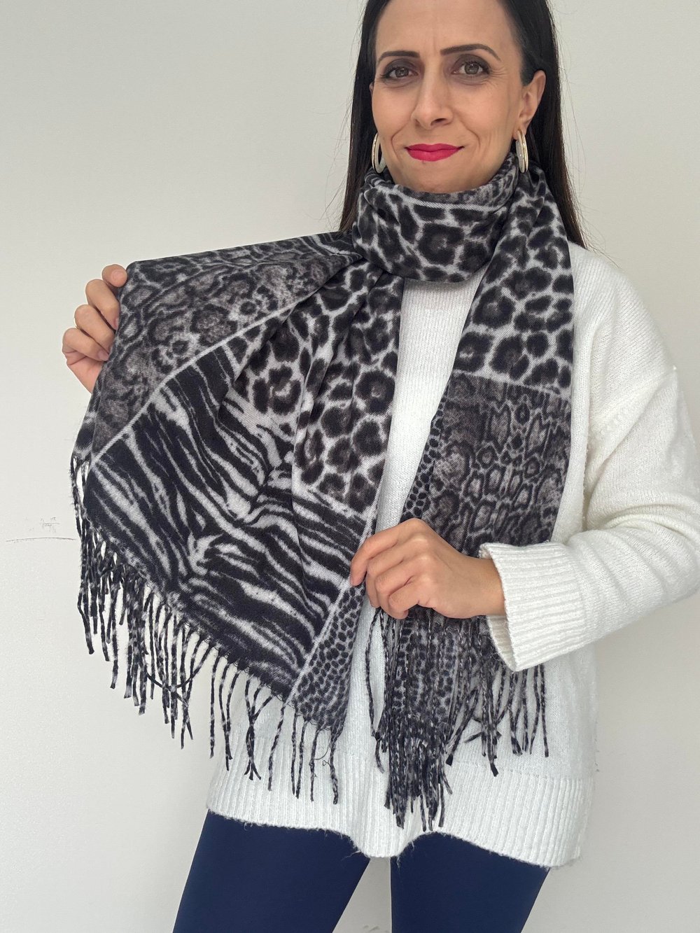 Gri Leopar Şal