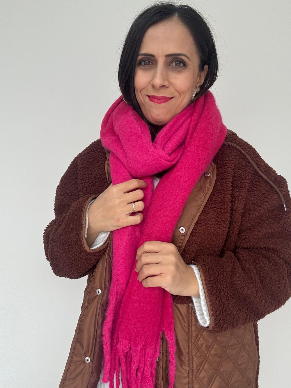 Pembe Puf Kaşkol