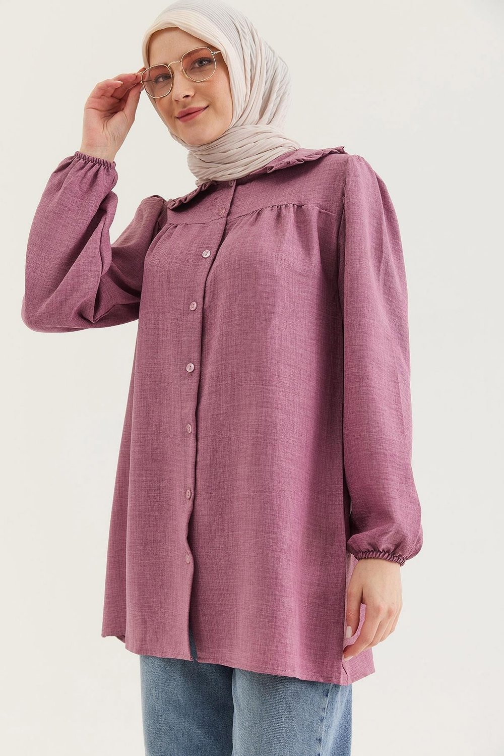Gül Kurusu Bebe Yaka Tunik