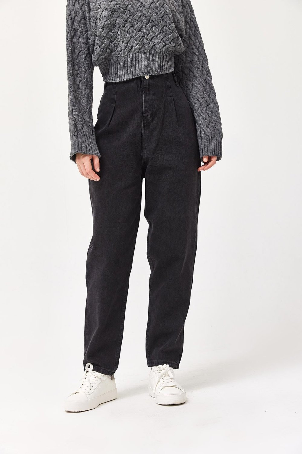 Siyah Yüksek Bel Fit Jeans