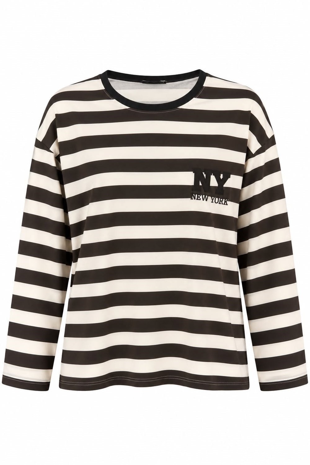 Kahverengi Çizgili Baskılı Sweatshirt