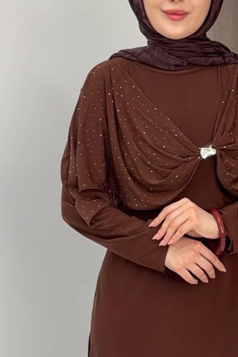 Kahverengi Taşlı Sandy Takım