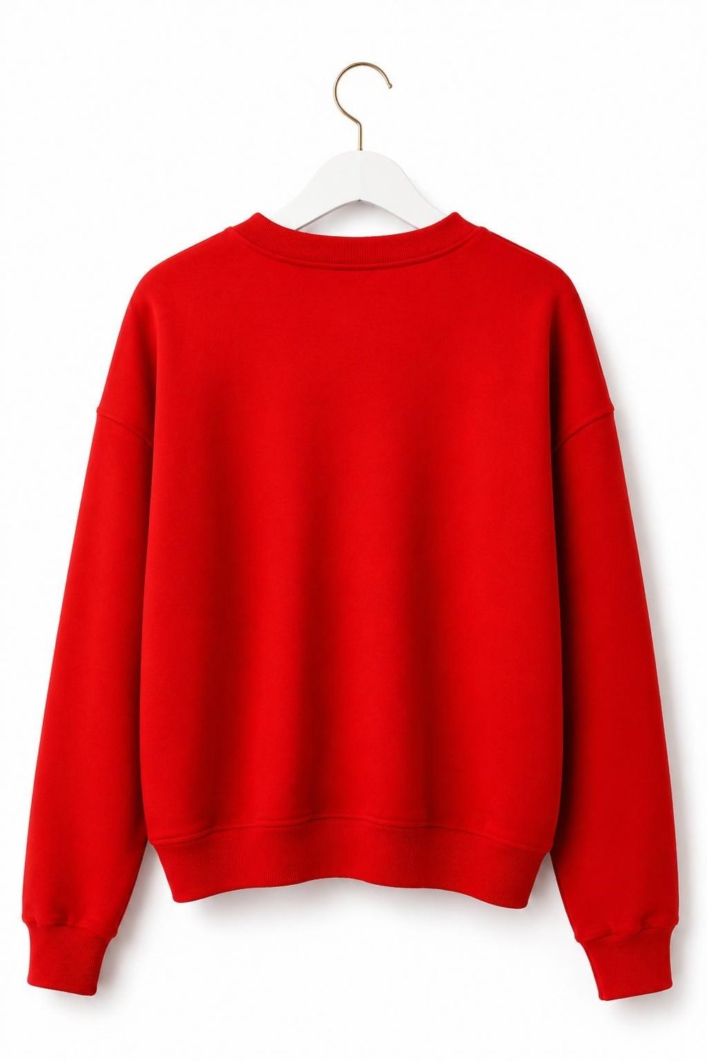 Kırmızı Taş Detaylı Bisiklet Yaka Sweatshirt