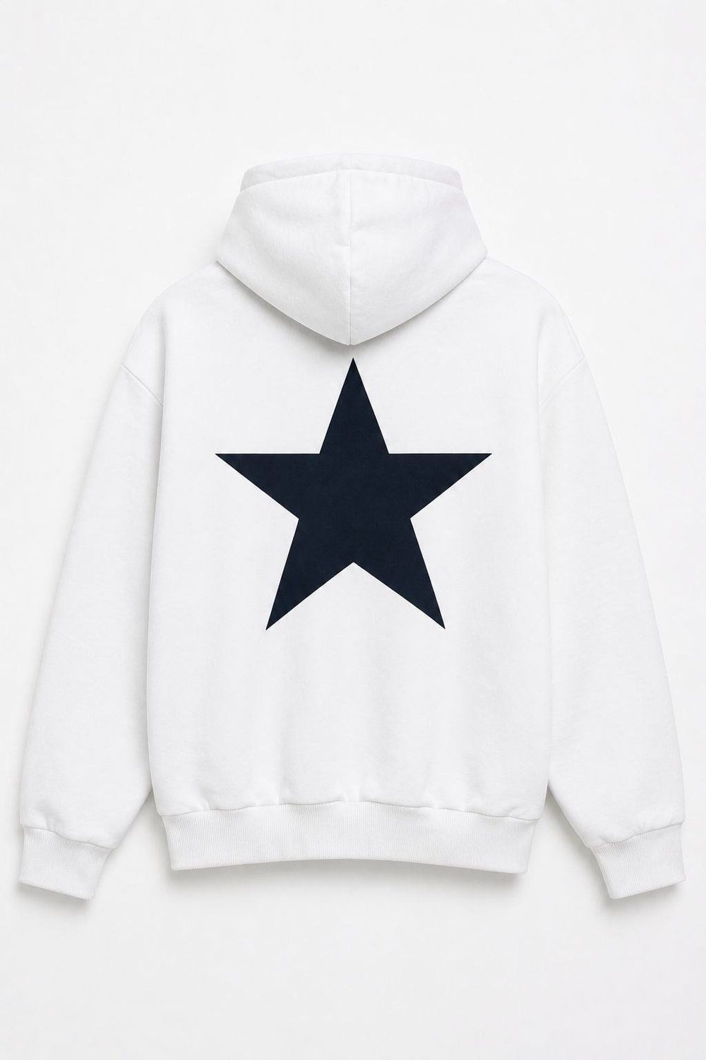 Beyaz Yıldız Baskılı Kapüşonlu Sweatshirt