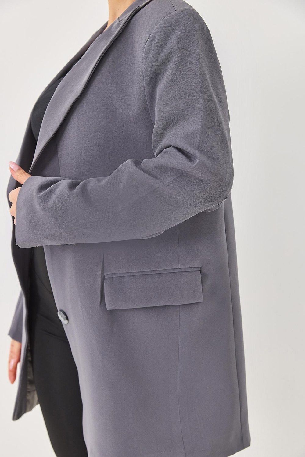 Füme Oversize Blazer Ceket