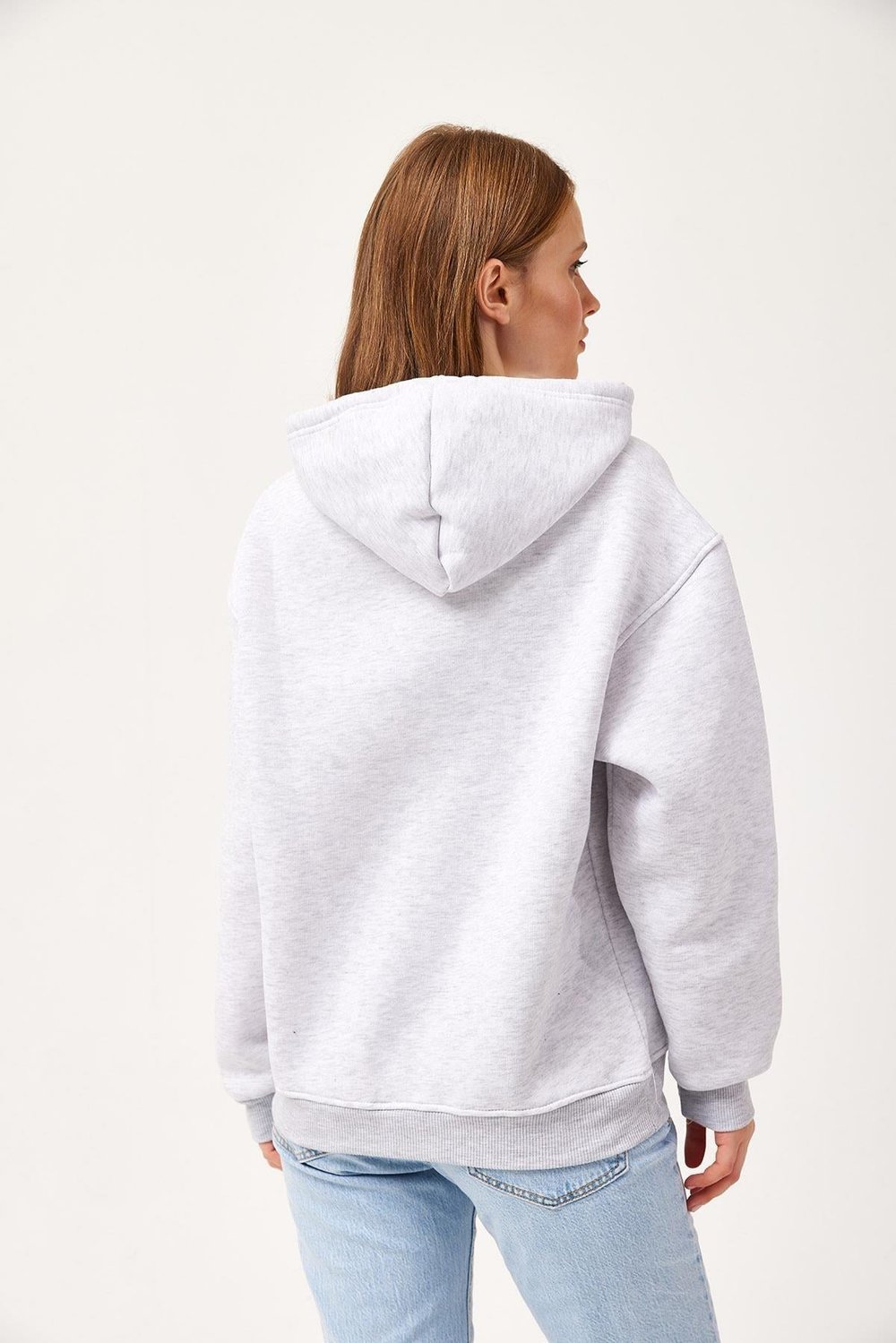 Gri Oversize Kapüşonlu Sweatshirt