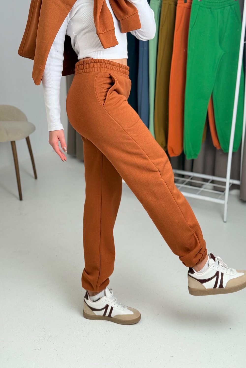 Camel Şardonlu Üç İplik Pantolon