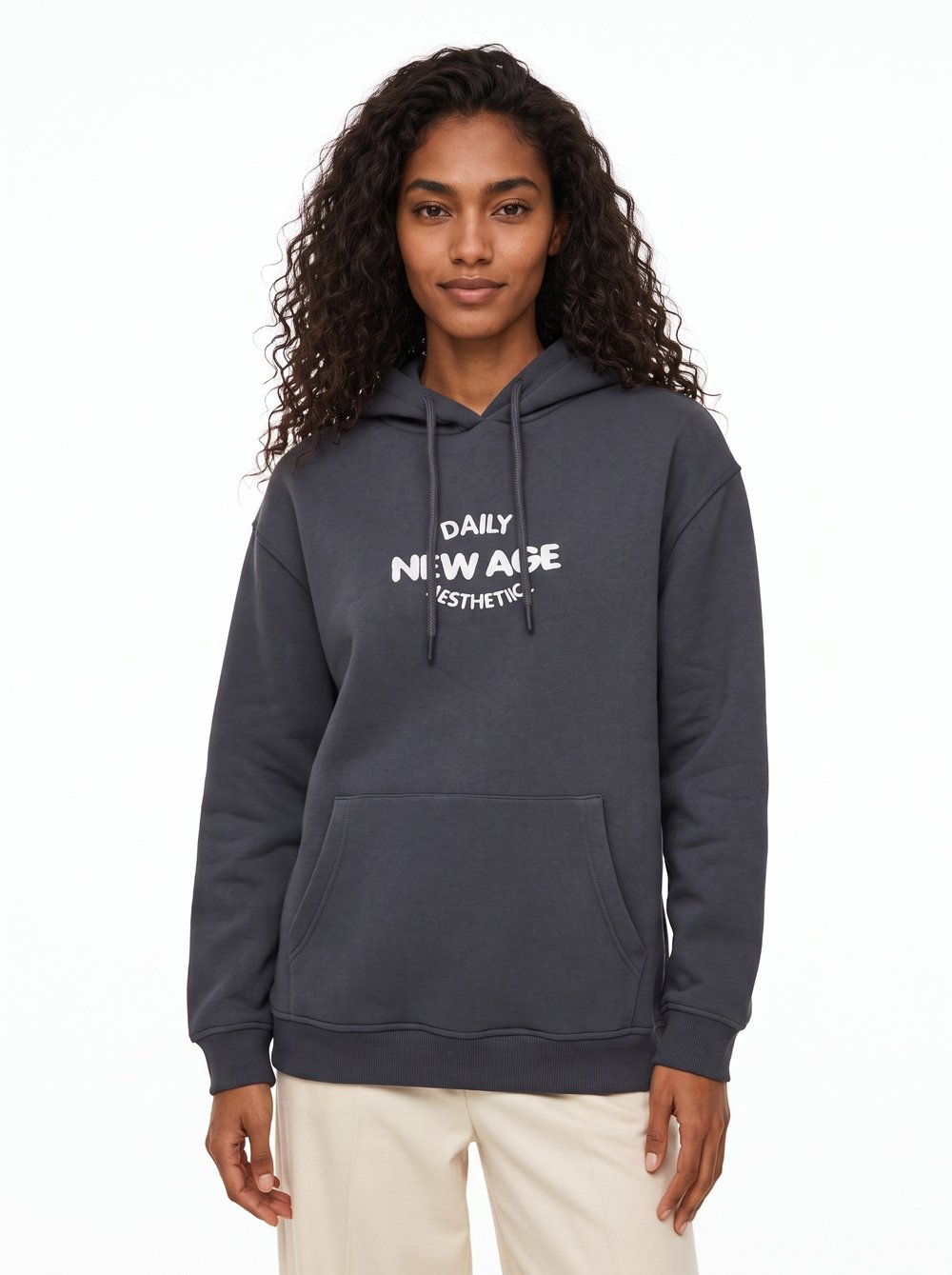 Antrasit Oversize Kapüşonlu Sweatshirt