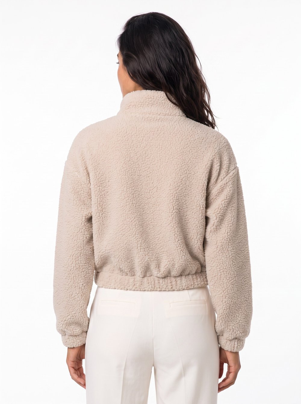 Bej Yarım Fermuarlı Sweatshirt