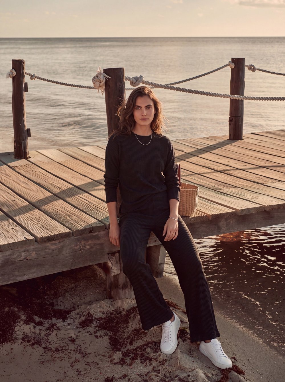Siyah Bisiklet Yaka Basic Takım