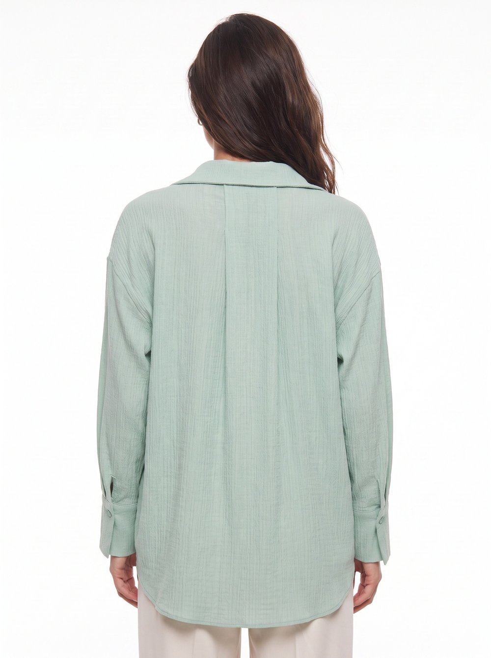 Mint Yeşili Oversize Bürümcük Gömlek
