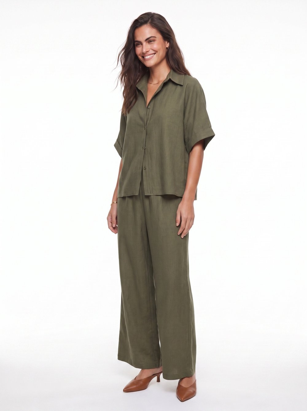 Haki Oversize Geniş Paça Takım