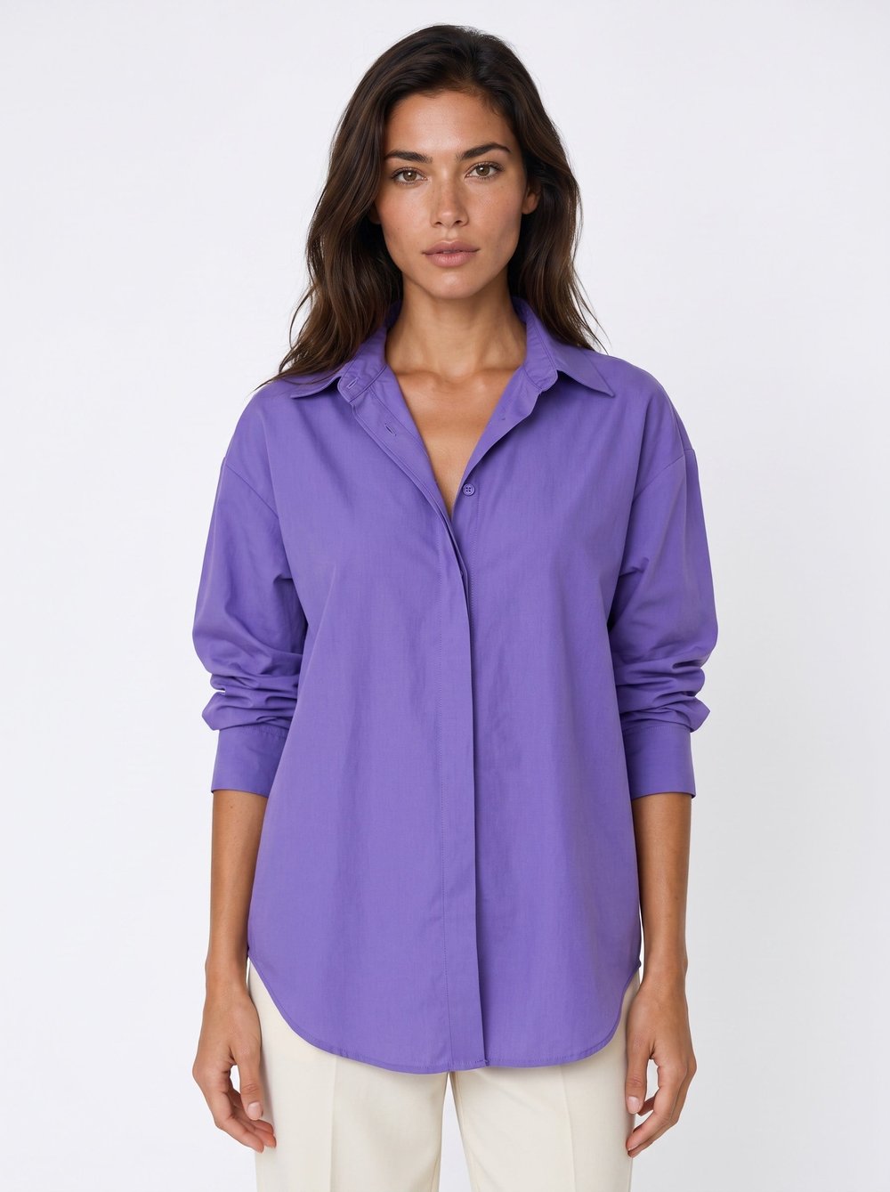 Lila Oversize Basic Gömlek