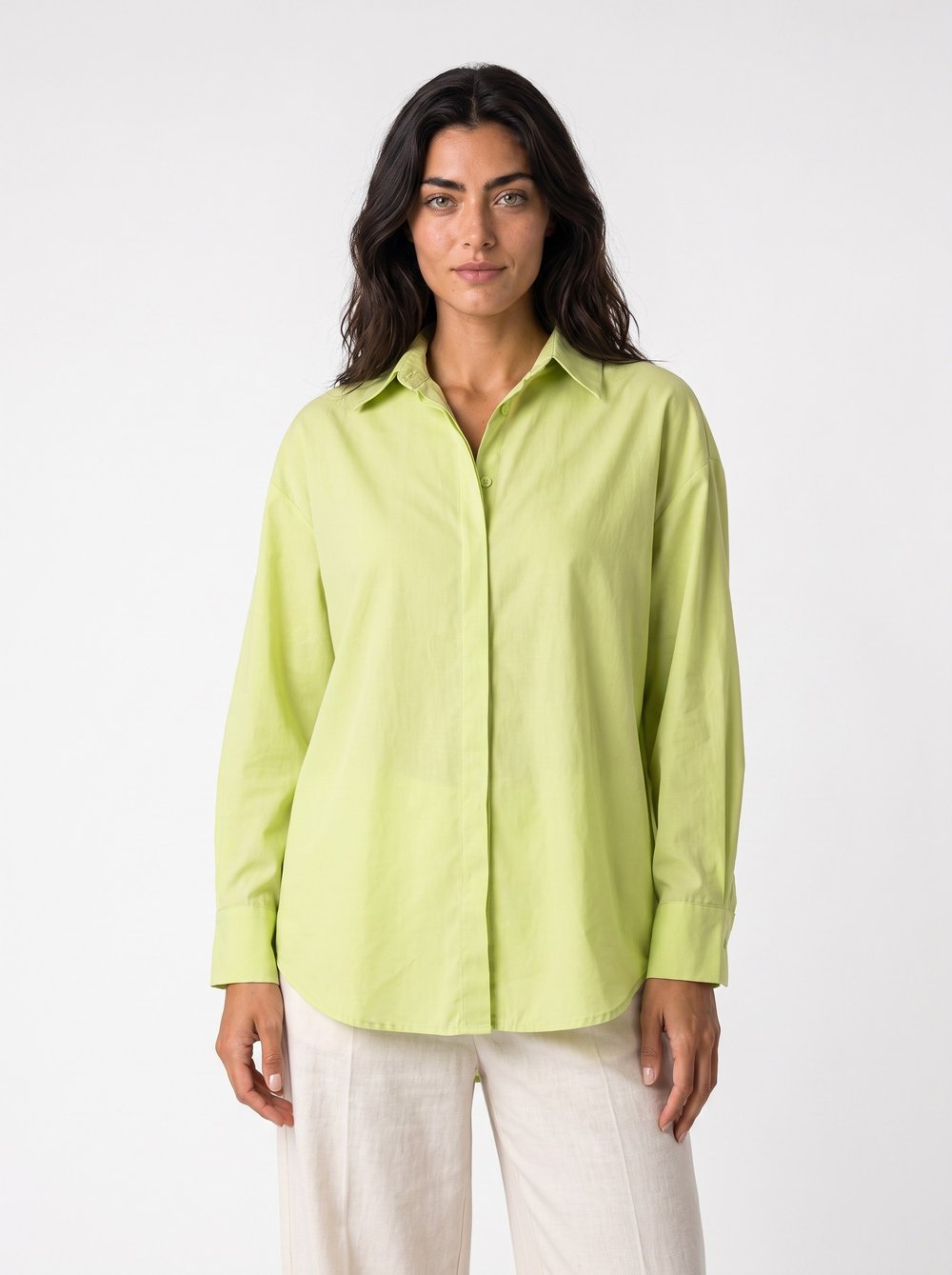 Lime Oversize Basic Gömlek