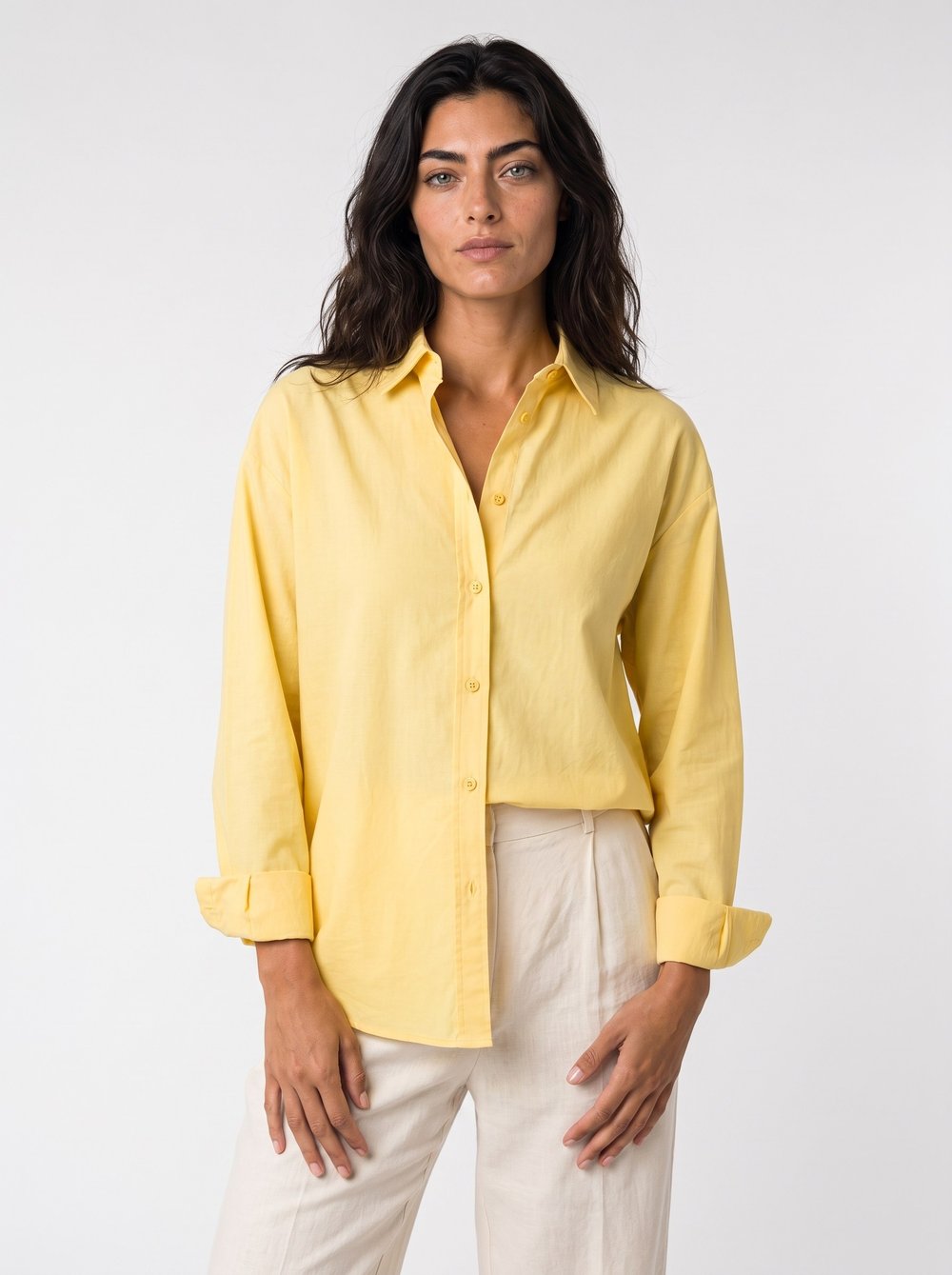 Sarı Oversize Basic Gömlek
