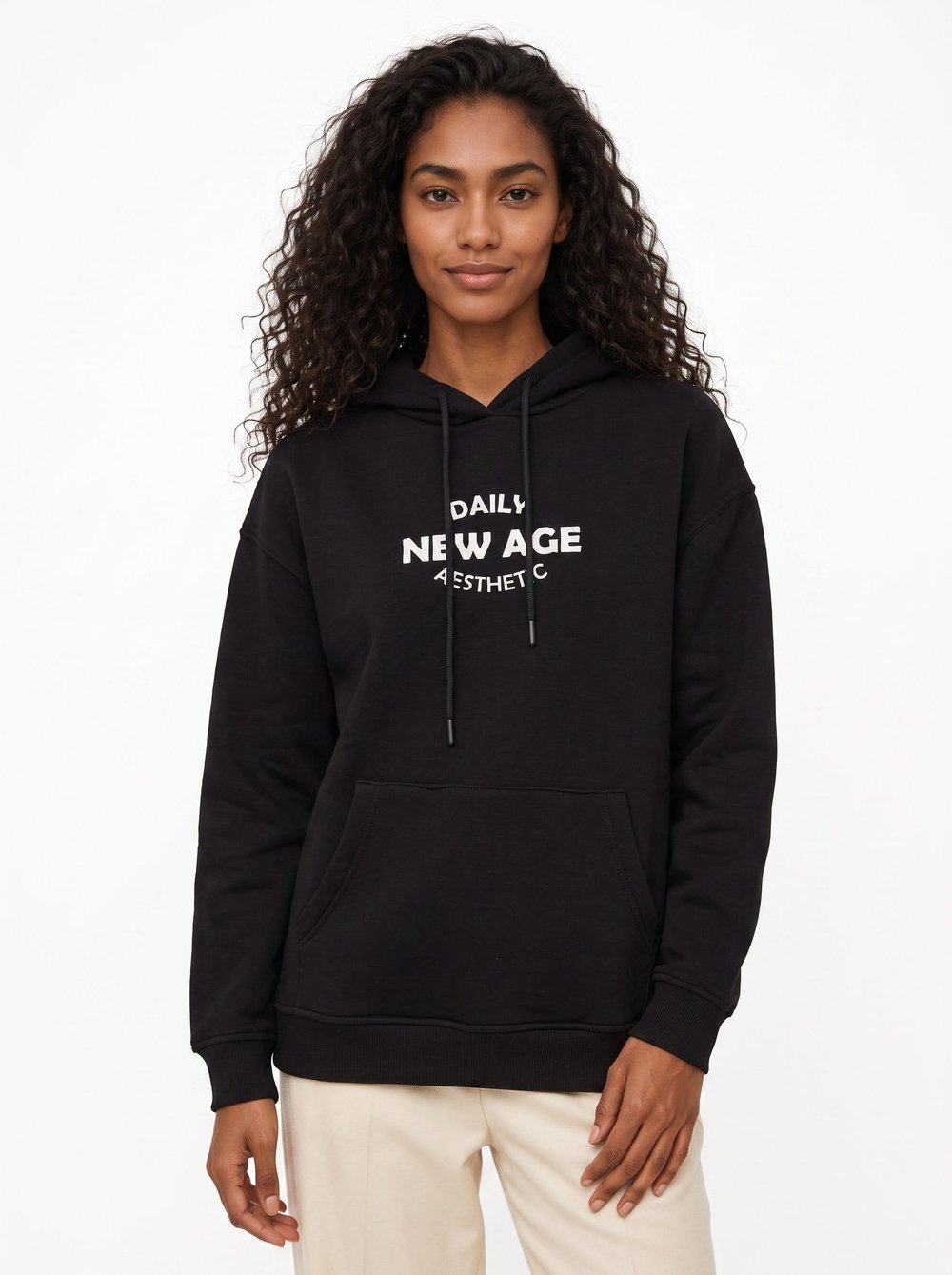 Siyah Oversize Kapüşonlu Sweatshirt