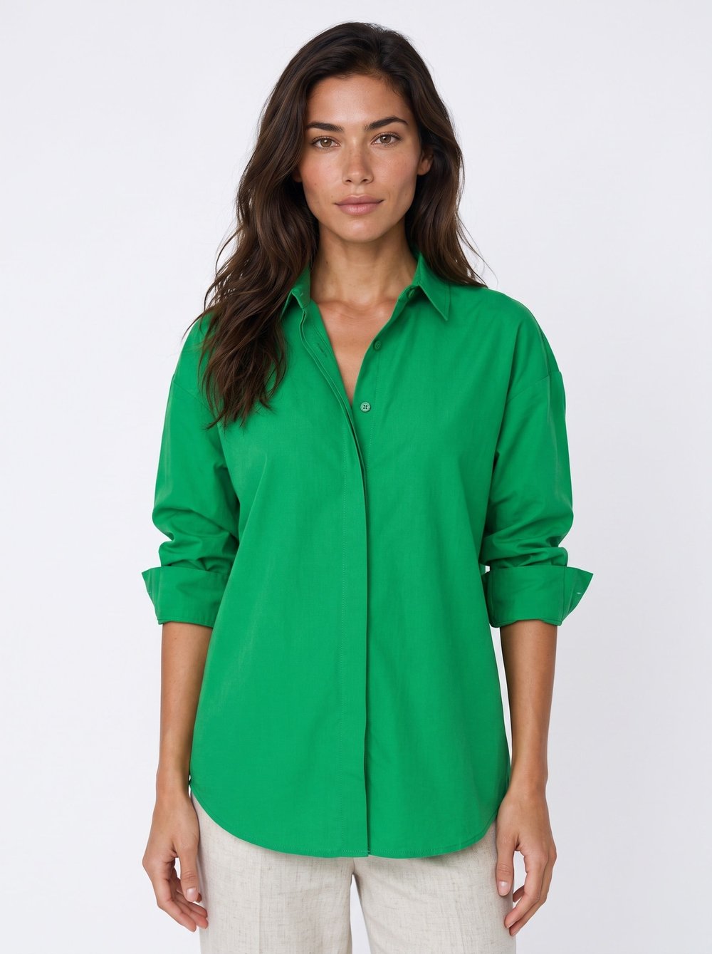 Yeşil Oversize Basic Gömlek