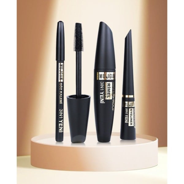 3'ü 1 Arada Göz Makyajı Seti - Eyeliner, Maskara, Kalem